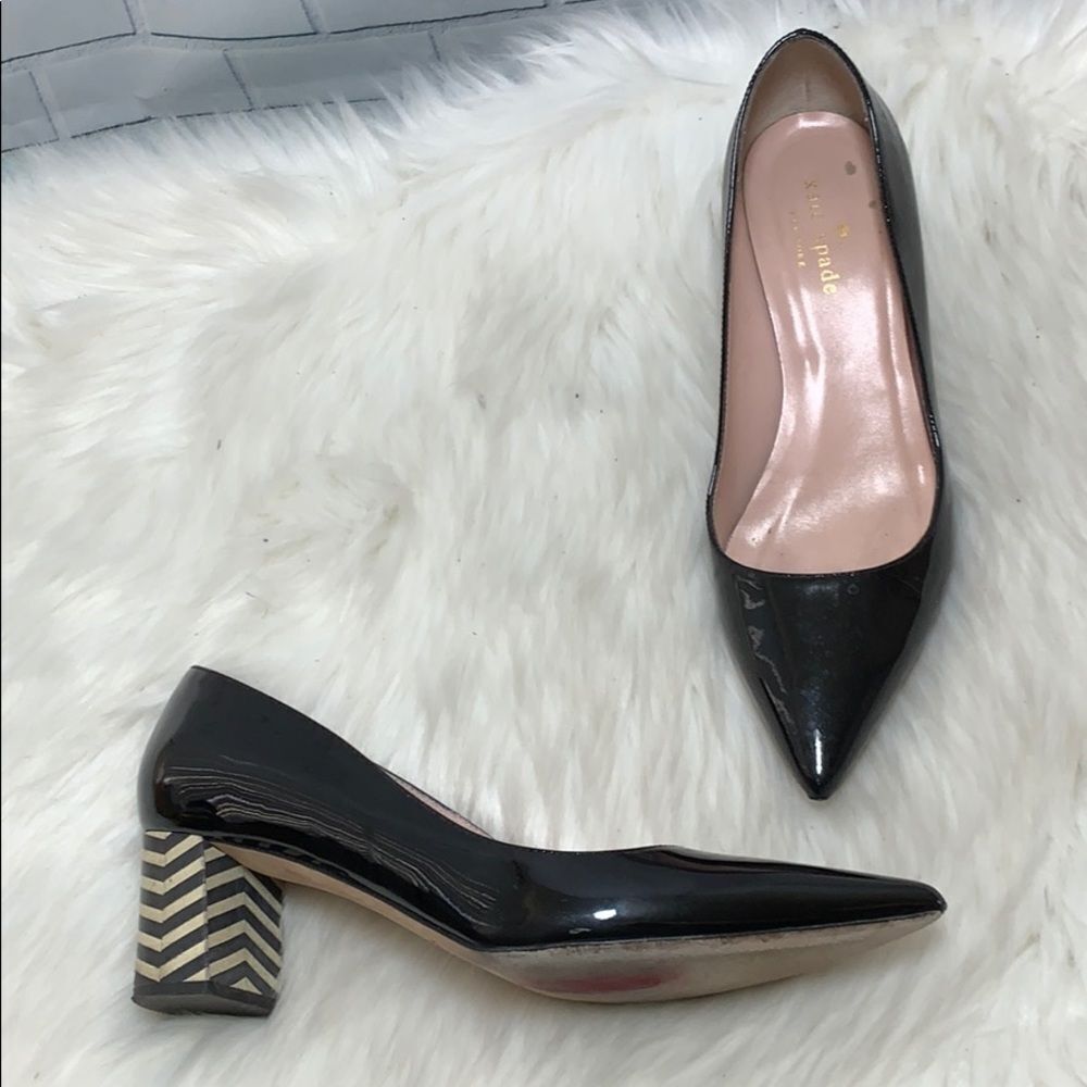 Kate Spade Milan Black Stripe Heel Shoes Size 6.5